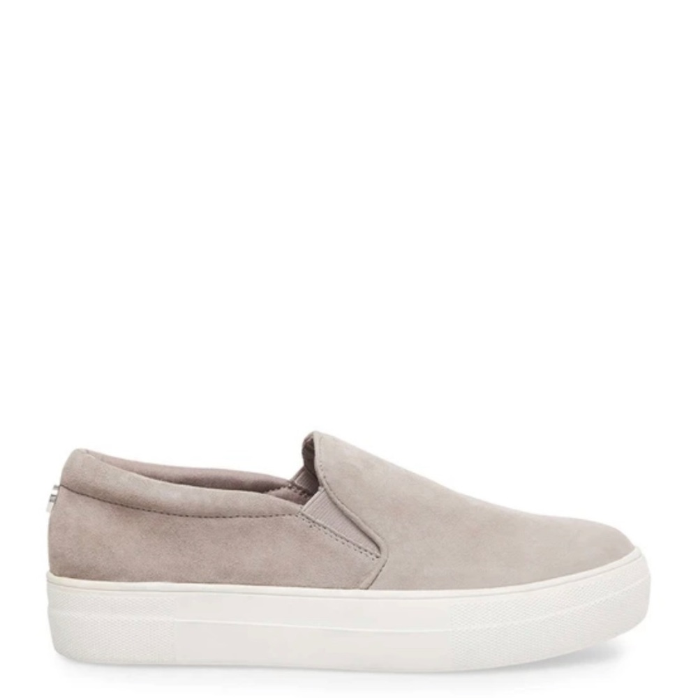 Steve Madden grey suede slide ons